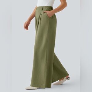 Wide Leg Olive Green Palazzo Pants - Women